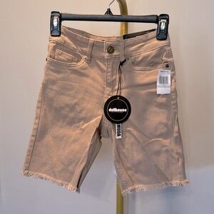 Dollhouse tan denim fringe Bermuda shorts NWT 1/2